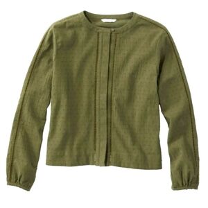 LL Bean Signature Cottagecore Blouse Large Dobby Button Down Shirt 100% Cotton